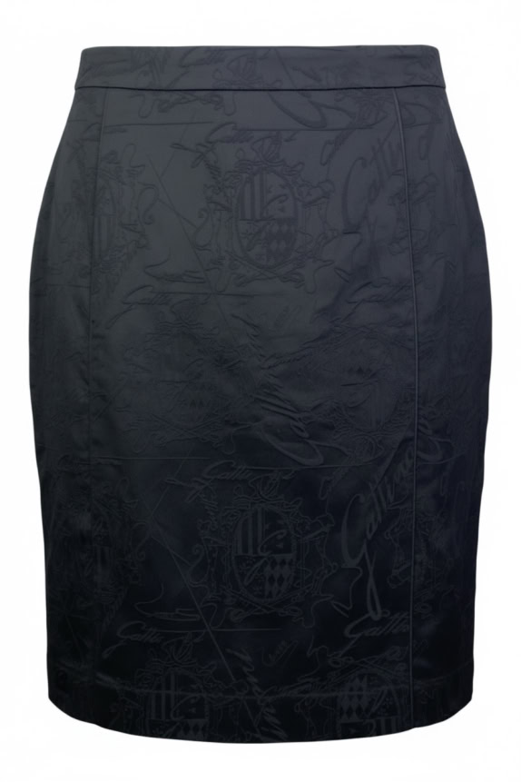GATTINONI PENCIL SKIRT EMBOSSED LOGO PRINT BLACK WOMEN'S L
