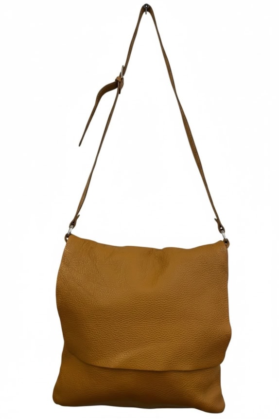 GENUINE LEATHER CROSSBODY SHOULDER BAG CAMEL
