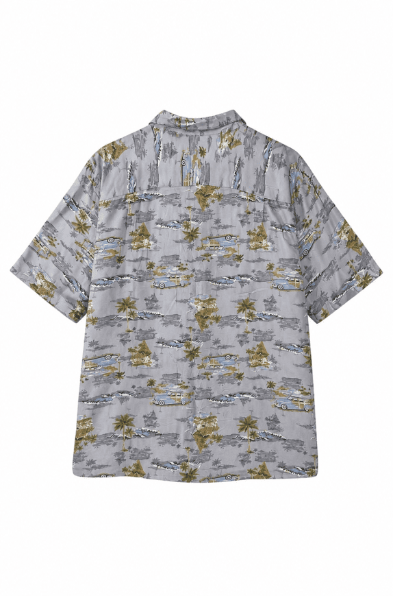 GEORGE SHORT SLEEVE SHIRT GRAPHIC GREY MENS PRE OWNED L