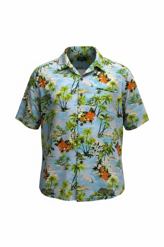 GEORGE HAWAIIAN SHIRT RETRO BLUE MENS PRE OWNED XL