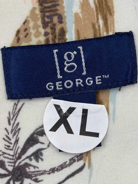 GEORGE CAMICIA HAWAIIAN PRINT BEIGE CHIARO UOMO PRE OWNED XL