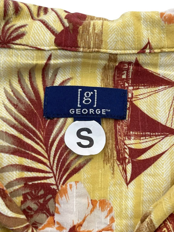 GEORGE CAMICIA HAWAIIAN PRINT GIALLO UOMO PRE OWNED S