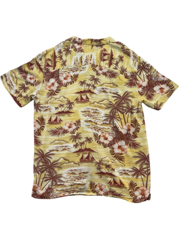 GEORGE CAMICIA HAWAIIAN PRINT GIALLO UOMO PRE OWNED S