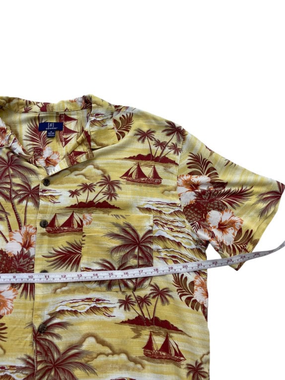GEORGE CAMICIA HAWAIIAN PRINT GIALLO UOMO PRE OWNED S