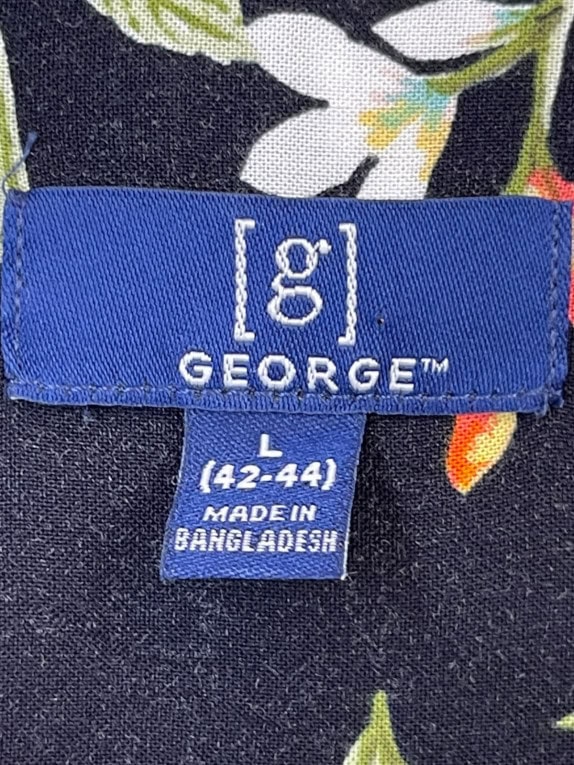 GEORGE ΠΟΥΚΑΜΙΣΟ HAWAIIAN PRINT ΜΑΥΡΟ ΑΝΤΡΙΚΟ PRE OWNED L