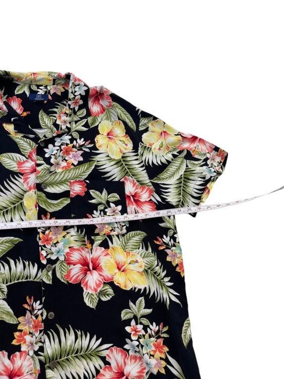 GEORGE ΠΟΥΚΑΜΙΣΟ HAWAIIAN PRINT ΜΑΥΡΟ ΑΝΤΡΙΚΟ PRE OWNED L