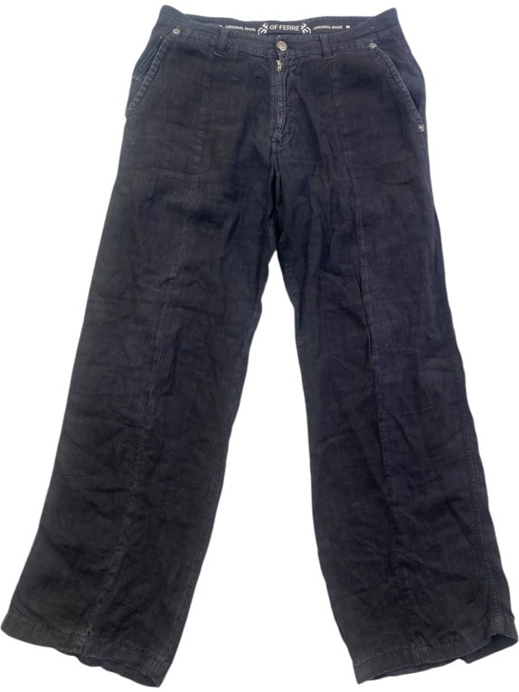 GF FERRE PANTS WIDE LEG WASHED BLACK WOMENS PRE OWNED M