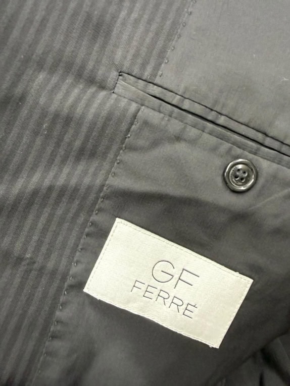 GF FERRÉ Σακάκι Vintage Ριγέ Μαύρο Ανδρικό L/XL