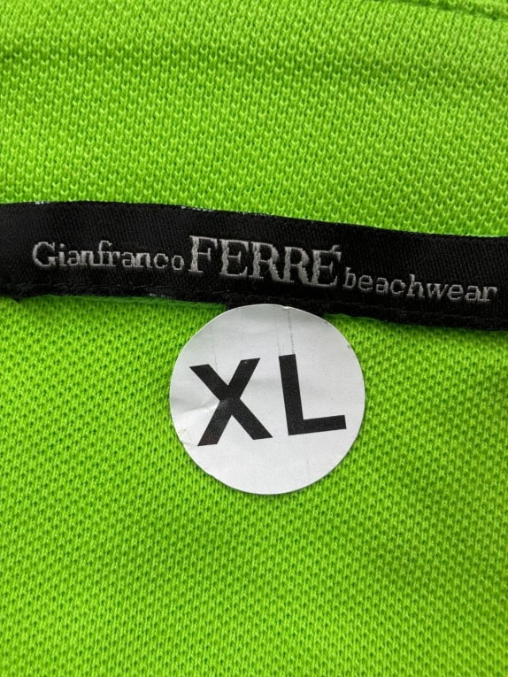 GIANFRANCO FERRE BEACHWEAR POLO MANICA LUNGA MINIMAL VERDE LIME UOMO PRE OWNED XL