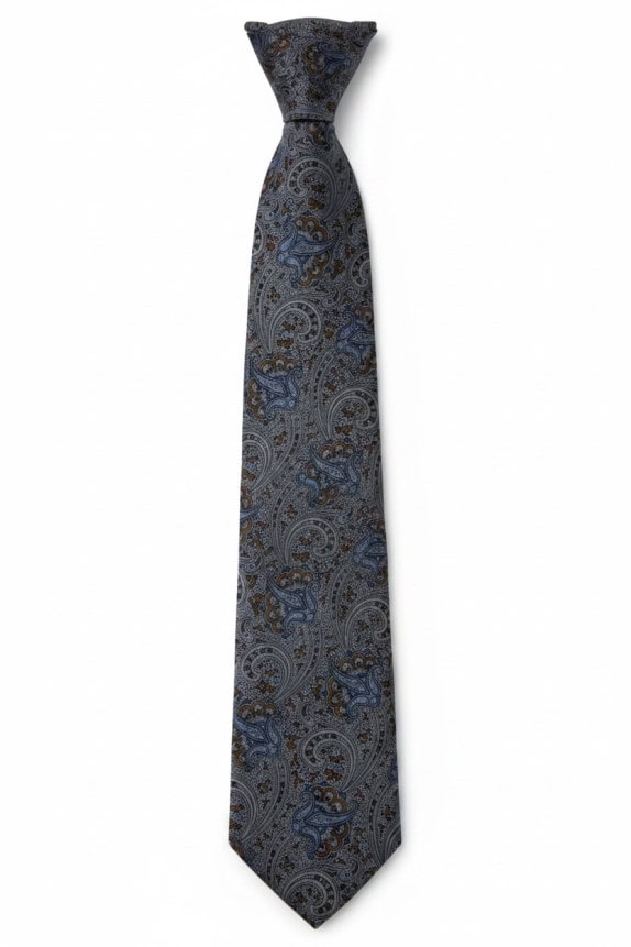 GIANMARCO VENTURI TIE PAISLEY GREY BLUE MENS PRE OWNED