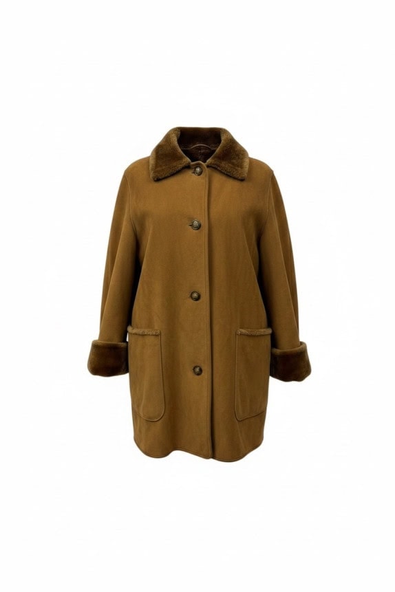 GIL BRET CAPPOTTO SHEARLING VINTAGE CAMMELLO DONNA PRE OWNED XL