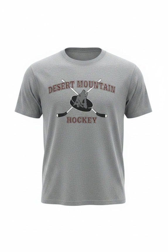 Gildan Desert Mountain Hockey T-Shirt Big Logo Grey Unisex M