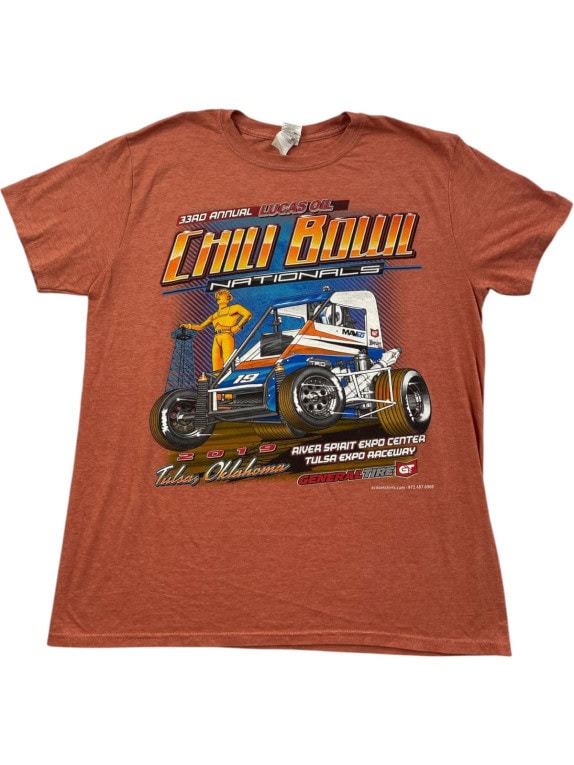 GILDAN T SHIRT GRAFICA RACING TERRACOTTA UOMO PRE OWNED L