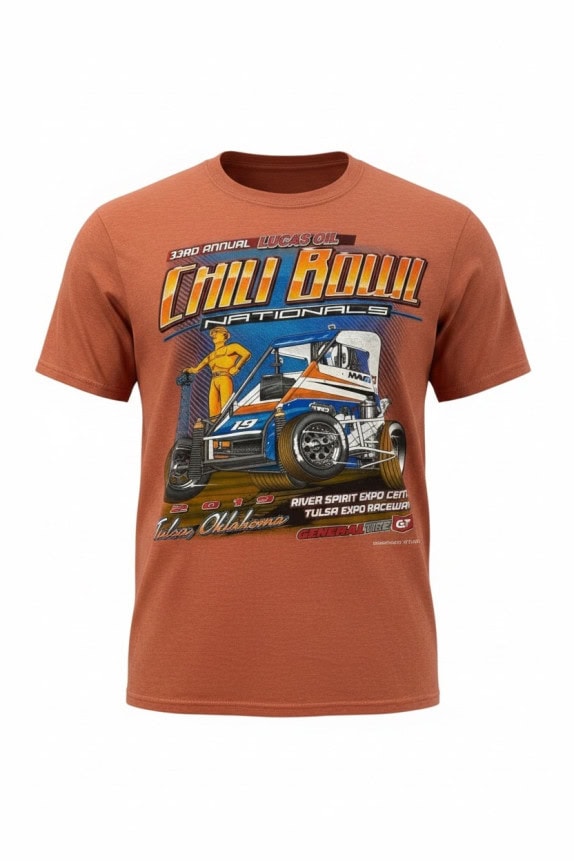 GILDAN GRAPHIC TEE RACING TERRACOTTA MENS PRE OWNED L
