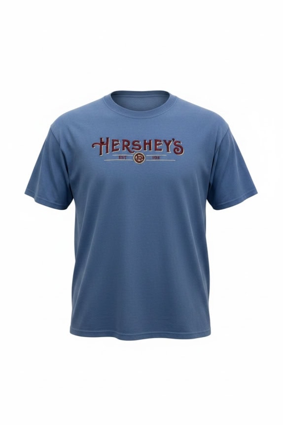 GILDAN HERSHEY\'S T-Shirt Y2K con logo ricamato blu unisex XL