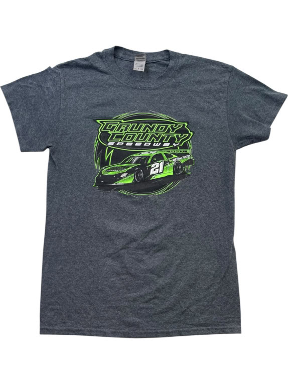 GILDAN GRAPHIC TEE RACING CHARCOAL UNISEX PRE OWNED S