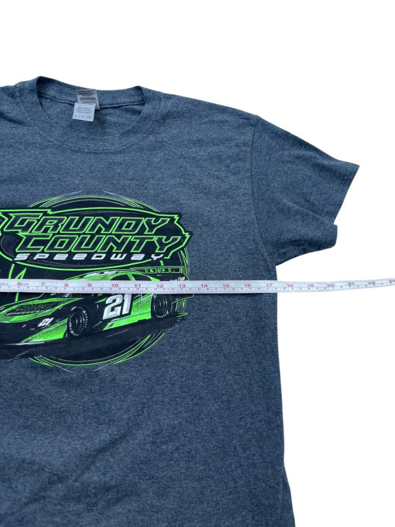 GILDAN GRAPHIC TEE RACING CHARCOAL UNISEX PRE OWNED S