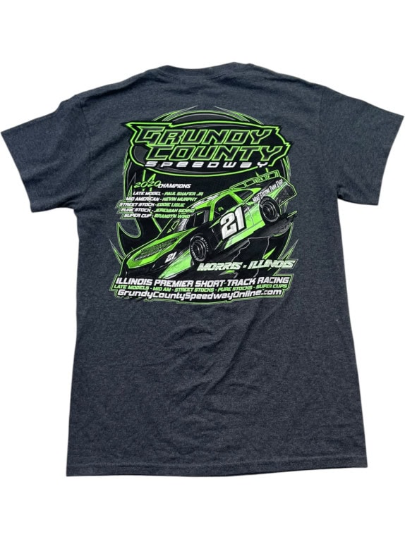 GILDAN GRAPHIC TEE RACING CHARCOAL UNISEX PRE OWNED S