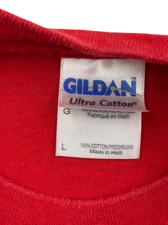 GILDAN T SHIRT GRAPHIC SPORTSWEAR ΚΟΚΚΙΝΟ UNISEX PRE OWNED L
