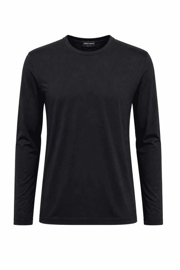 GIORGIO ARMANI ΜΠΛΟΥΖΑ ΜΑΚΡΙ ΜΑΝΙΚΙ ΜΑΥΡΟ ΑΝΤΡΙΚΟ PRE OWNED XL