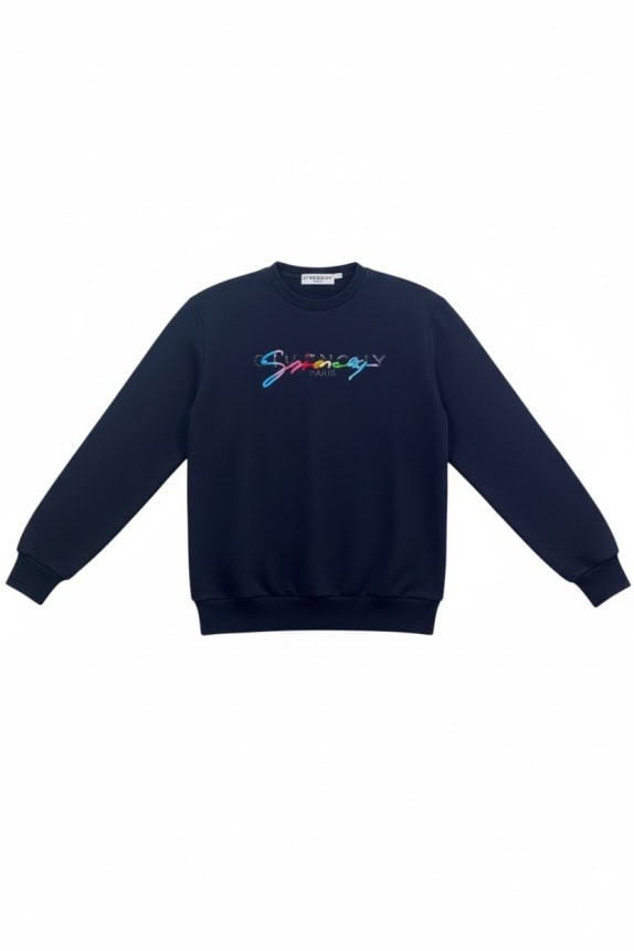 Felpa GIVENCHY con logo Signature multicolore blu scuro unisex L