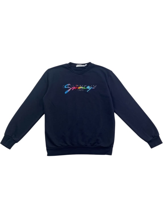 Felpa GIVENCHY con logo Signature multicolore blu scuro unisex L