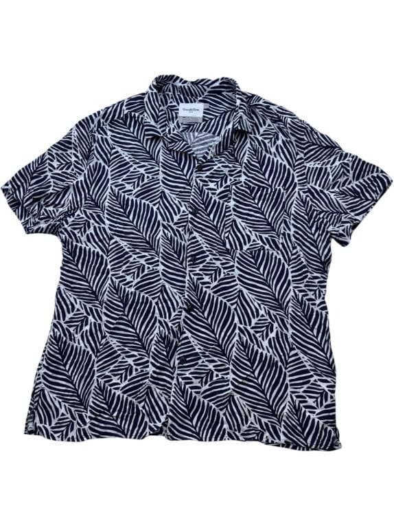 GOODFELLOW & CO CAMICIA GRAPHIC BLU NAVY BIANCO UOMO PRE OWNED L