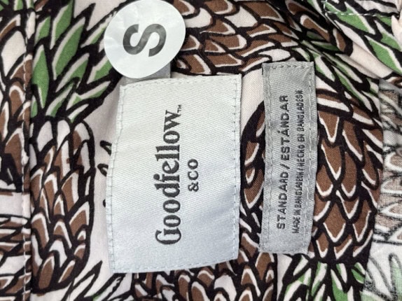 GOODFELLOW CO CAMICIA TROPICAL RETRO BEIGE UOMO PRE OWNED S