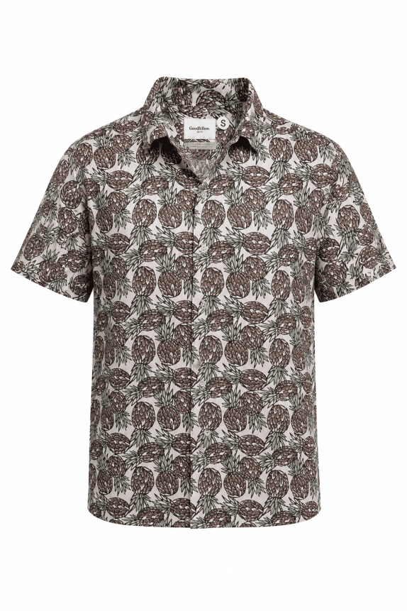 GOODFELLOW SHORT SLEEVE SHIRT FLORAL BEIGE MEN PRE OWNED S