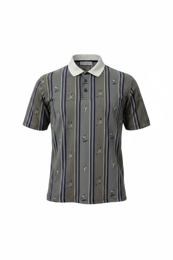 Grand Slam Polo Shirt Striped With Golf Print UNISEX L