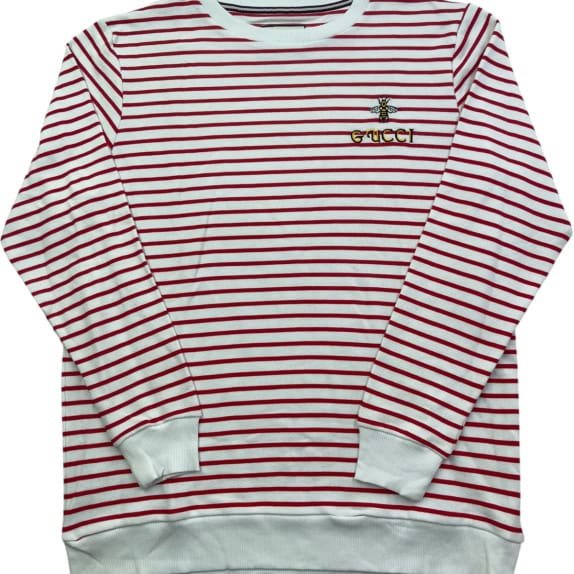 GUCCI CREWNECK MINIMAL WHITE RED UNISEX PRE OWNED