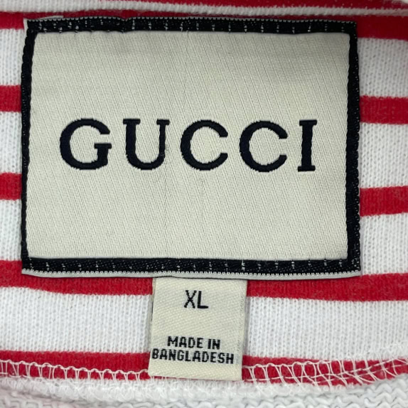 GUCCI CREWNECK MINIMAL WHITE RED UNISEX PRE OWNED