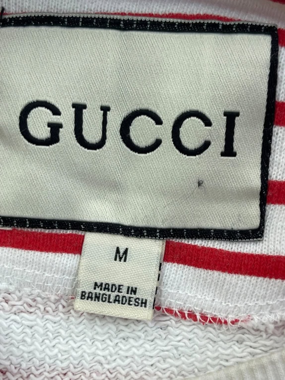 GUCCI CREWNECK SWEATSHIRT STRIPED WHITE RED MENS PRE OWNED M
