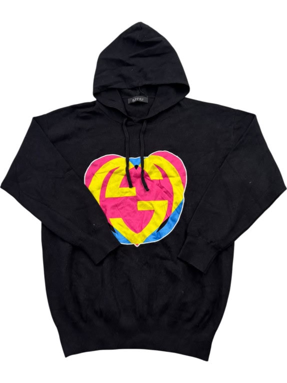 GUCCI HOODIE GRAPHIC BLACK UNISEX PRE OWNED S