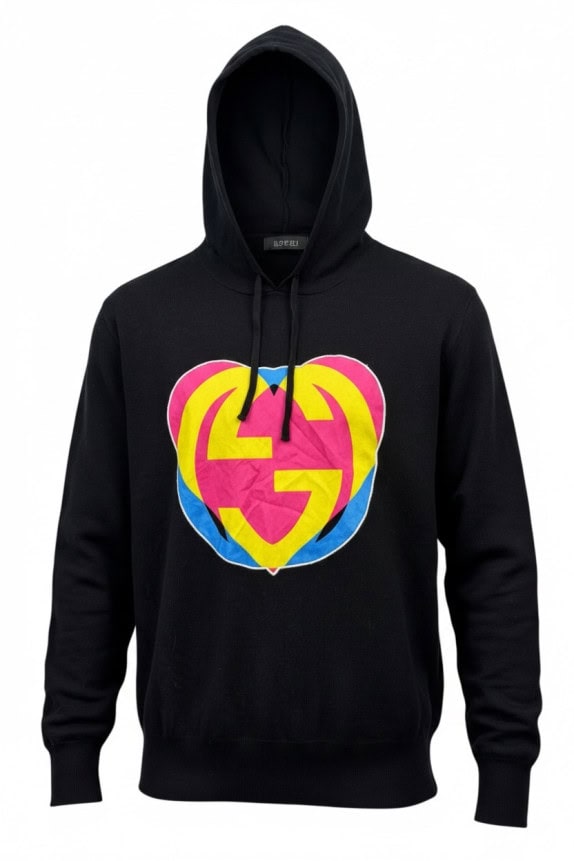 GUCCI HOODIE GRAPHIC BLACK UNISEX PRE OWNED S