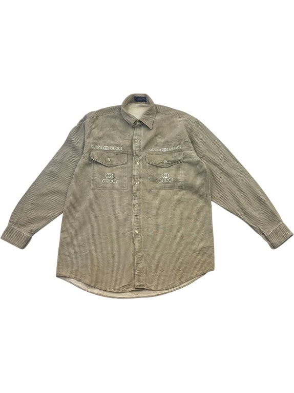 GUCCI ΠΟΥΚΑΜΙΣΟ ΚΕΝΤΗΜΕΝΟ WASHED OLIVE ΑΝΤΡΙΚΟ PRE OWNED L