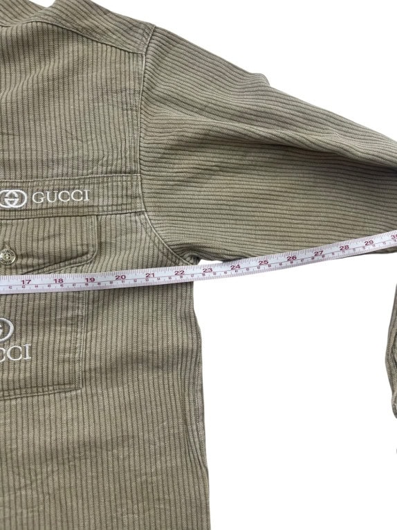 GUCCI ΠΟΥΚΑΜΙΣΟ ΚΕΝΤΗΜΕΝΟ WASHED OLIVE ΑΝΤΡΙΚΟ PRE OWNED L