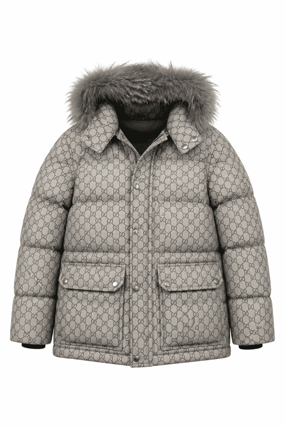 GUCCI PUFFER JACKET LOGO GRAY ΓΥΝΑΙΚΕΙΟ PRE OWNED M