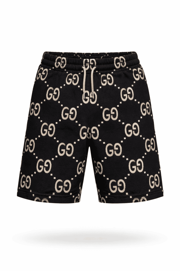 GUCCI SHORTS MONOGRAM BLACK UNISEX PRE OWNED M