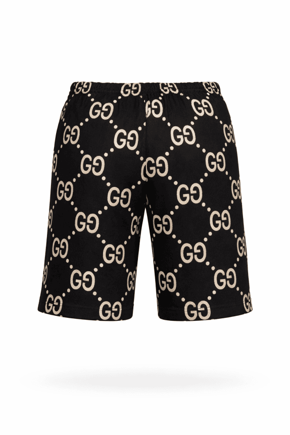 GUCCI SHORTS MONOGRAM BLACK UNISEX PRE OWNED M