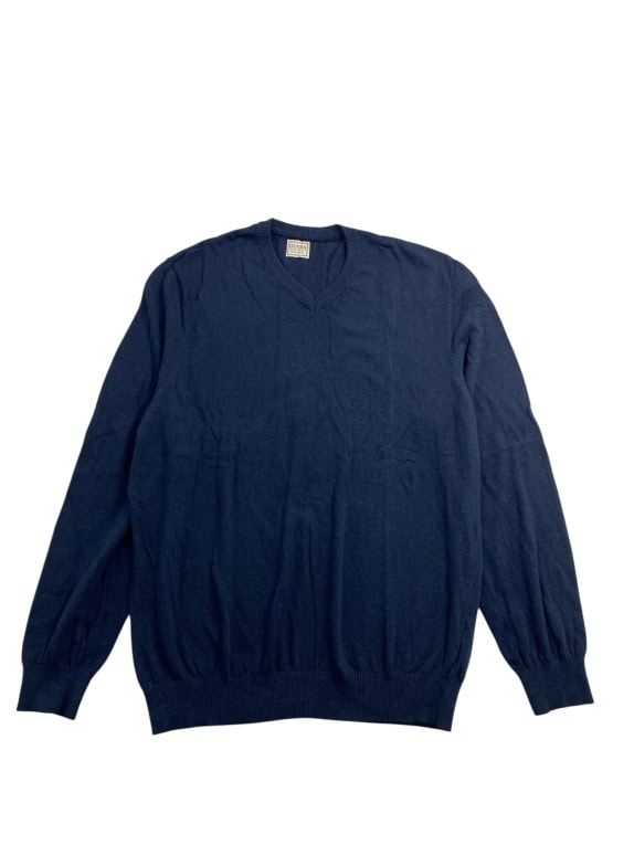 Guess Maglione Uomo in Maglia con Scollo a V Blu Scuro XL