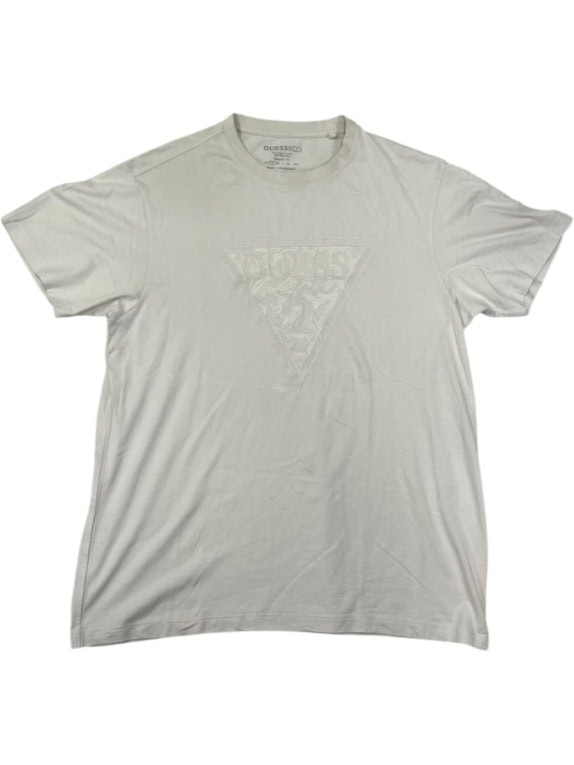 GUESS ECO T-SHIRT DA UOMO BIANCO/ECRÙ CON LOGO IN RILIEVO - S
