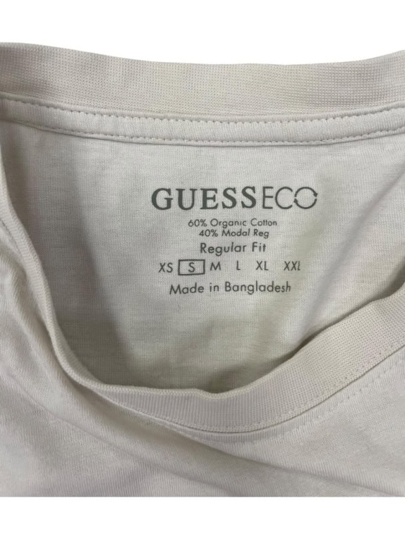 GUESS ECO T-SHIRT DA UOMO BIANCO/ECRÙ CON LOGO IN RILIEVO - S