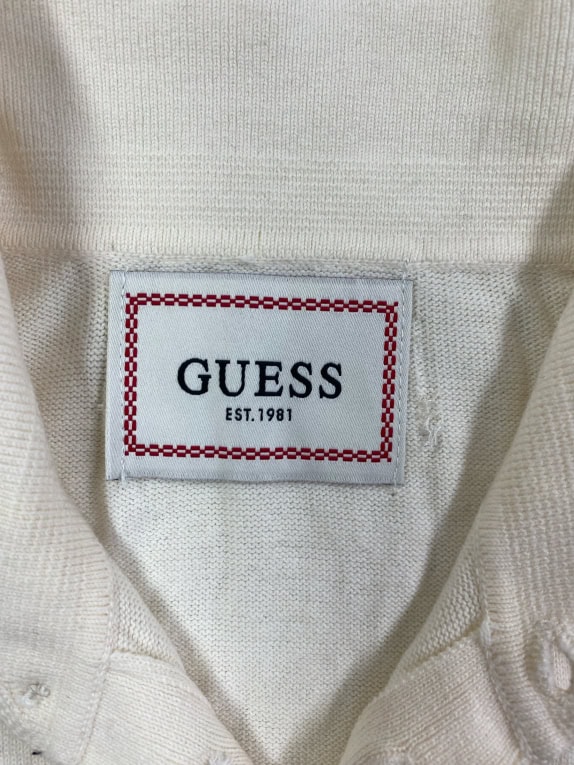 GUESS Off-White Long Sleeve Knit Polo Men’s XL
