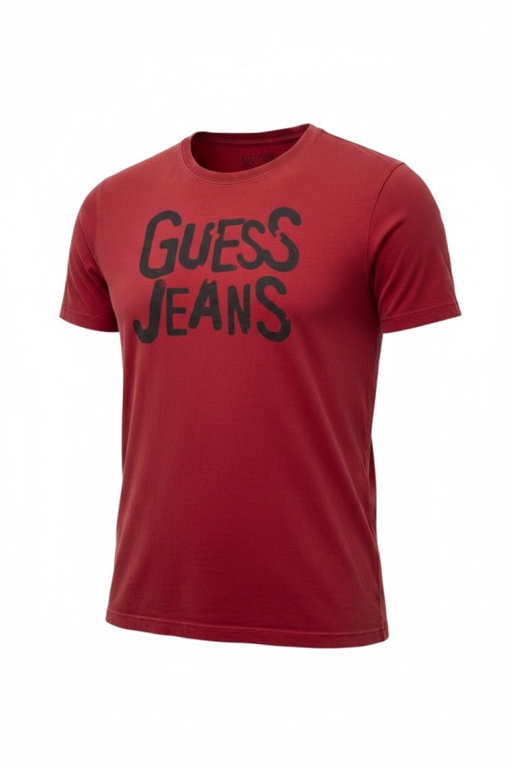 GUESS JEANS GRAPHIC TEE RED MEN PRE OWNED M