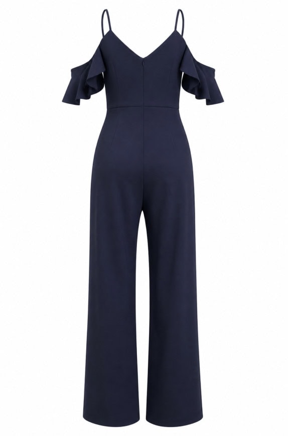GUESS JUMPSUIT CON ROUCHE BLU SCURO DONNA PRE OWNED L