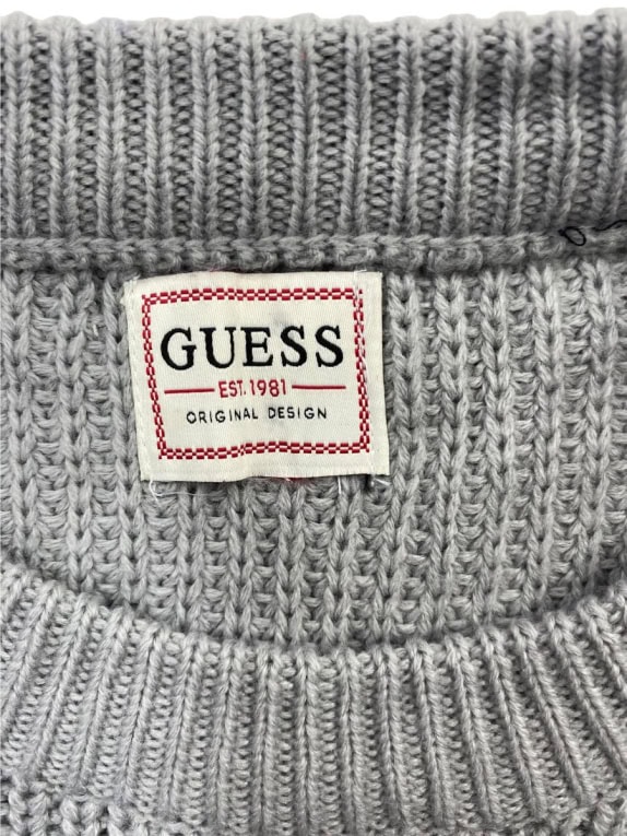 GUESS CHUNKY KNIT SWEATER ORIGINAL DESIGN LIGHT GREY MEN'S L