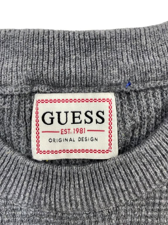 GUESS ΠΛΕΚΤΗ ΜΠΛΟΥΖΑ WAFFLE KNIT VINTAGE STYLE ΓΚΡΙ ΑΝΔΡΙΚΗ L
