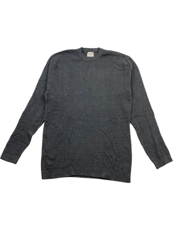GUESS ΠΛΕΚΤΗ ΜΠΛΟΥΖΑ WAFFLE KNIT VINTAGE STYLE ΓΚΡΙ ΑΝΔΡΙΚΗ L