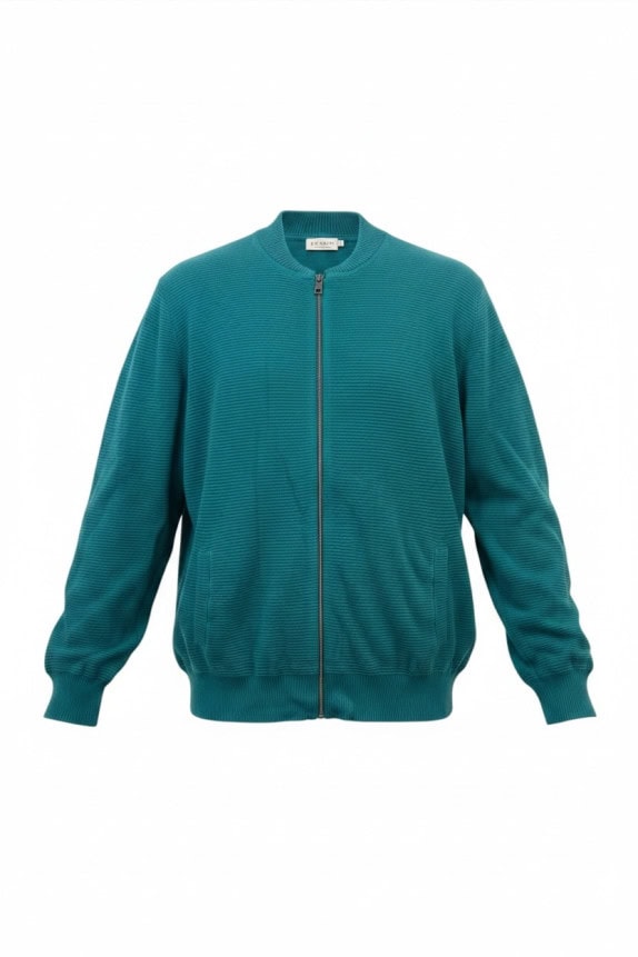 GUESS KNIT ZIP JACKET MINIMAL TEAL MENS PRE OWNED XL